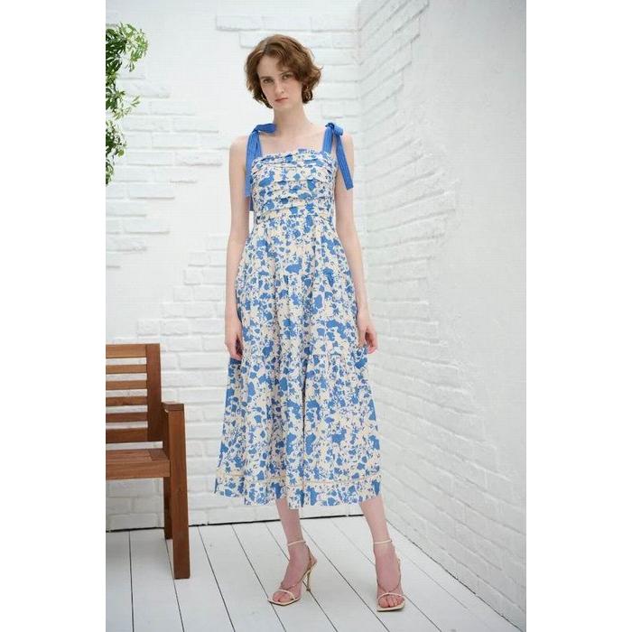 Estella.K エステラケー のショルダーリボンプリントキャミドレス 