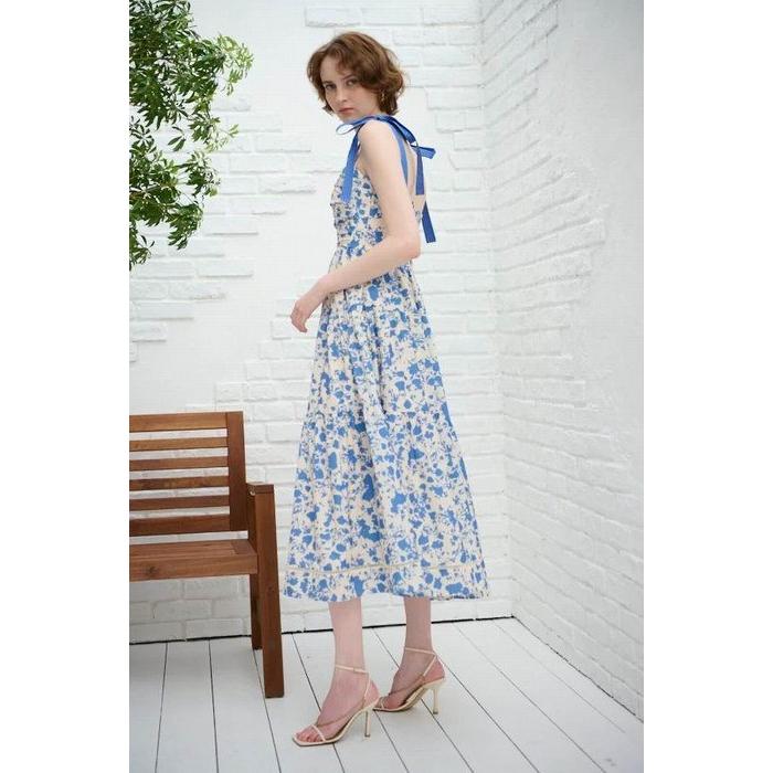 Estella.K エステラケー のショルダーリボンプリントキャミドレス 