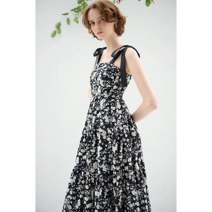 Estella.K エステラケー のショルダーリボンプリントキャミドレス 