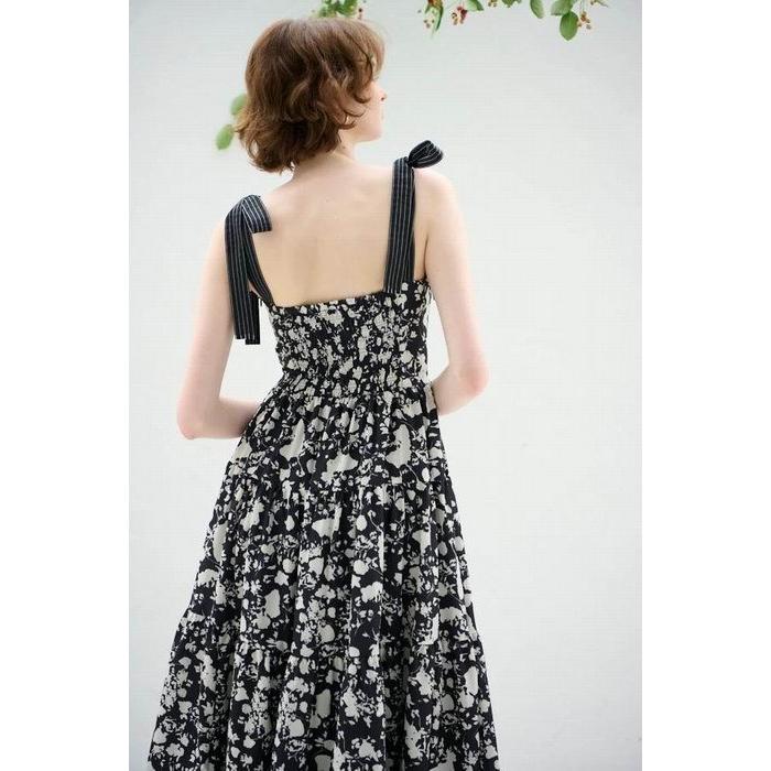 エステラケーEstella.K ショルダーリボンプリントキャミドレス