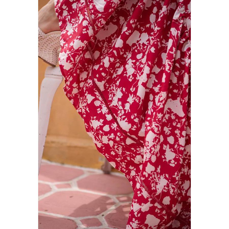 Estella.K エステラケー のショルダーリボンプリントキャミドレス Sandra Floral-print long dress -RED x off.pt-｜mellowtheshop｜14