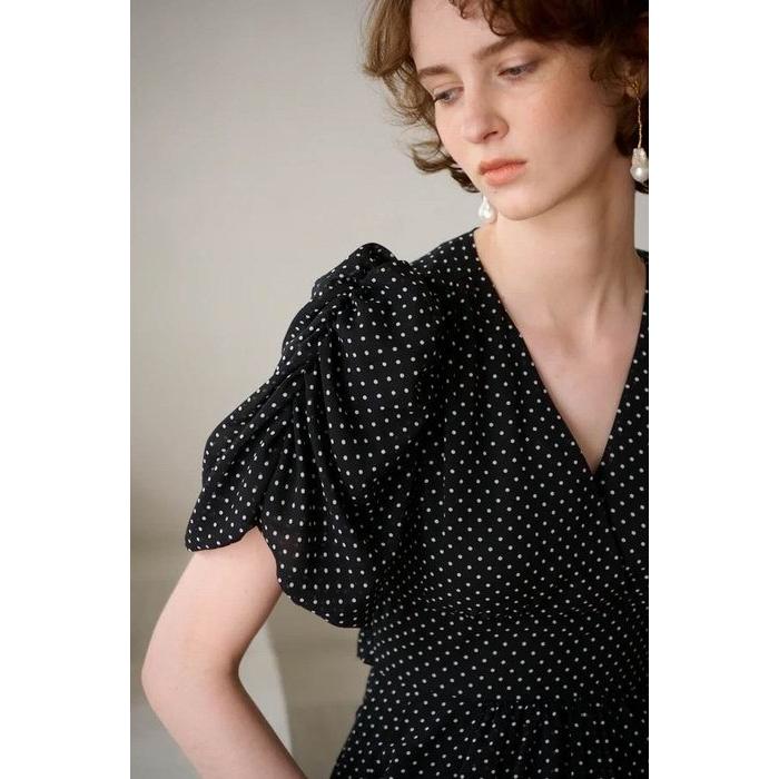 【ほぼ新品】Estella.K エステラケー カシュクールドットドレス エステラケーestella-k. カシュクールドットドレス