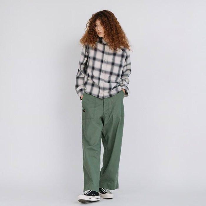 BLANC basque/ブラン バスクの オンブレチェックパールボタン BLANC basque/ブラン バスクの オンブレチェックパールボタン