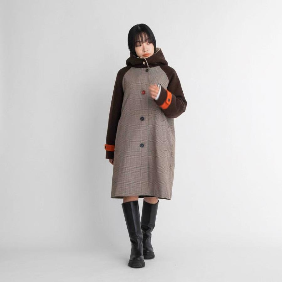 BLANC basque/ブラン バスクの チェック×ソフトメルトン ロングコート