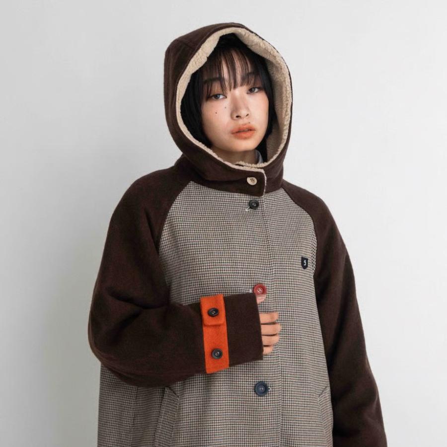 BLANC basque/ブラン バスクの チェック×ソフトメルトン ロングコート