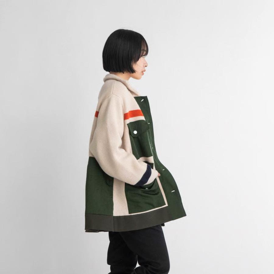 BLANC basque/ブラン バスクの ナイロンツイル ハーフ丈衿付きKNIT