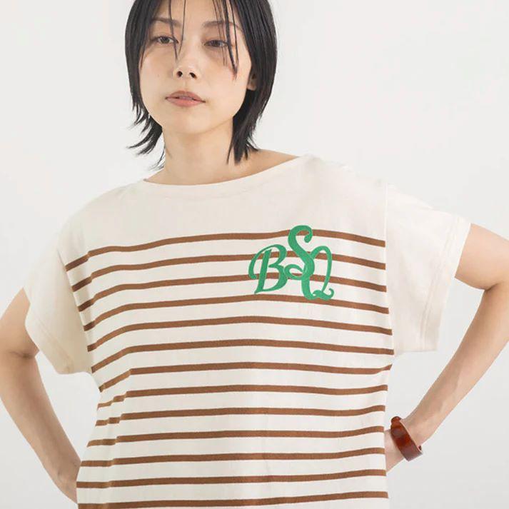 BLANC basque/ブラン バスクの ロゴフロッキープリント ボーダー 