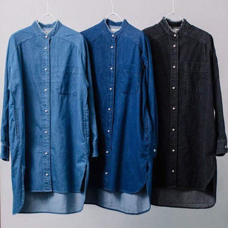 BLANC basque/ブラン バスクの 8oz デニム パールボタンチュニック 