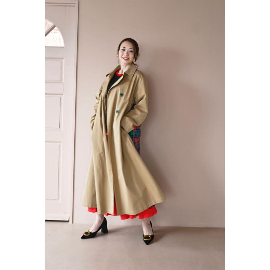 OBLI チェックフレアトレンチコート OBLI チェックフレアトレンチコート