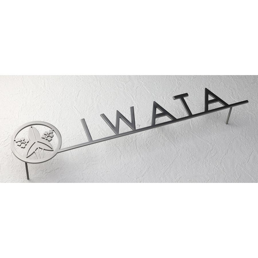 表札 家紋 切文字 ステンレス レーザーカット 3ミリor4ミリ厚（厚さにより価格が違います）横幅350ミリ以内300ミリまで縮小無料 フォント変更無料 丸に立ち沢瀉 stlkamon19