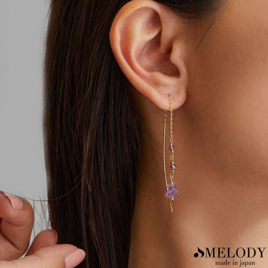Melody Accessory アメリカン ピアス チェーン レディース K18GP Melody Accessory アメリカン ピアス チェーン レディース K18GP