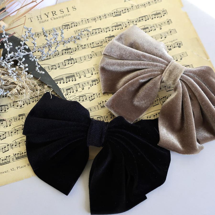 Melody Accessory ヘア アクセサリー リボン ベロア 黒 Melody Accessory ヘア アクセサリー リボン ベロア 黒
