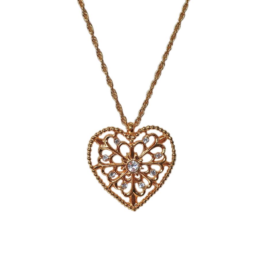 Melody Accessory ネックレス ロング 日本製 透かし柄 ハート