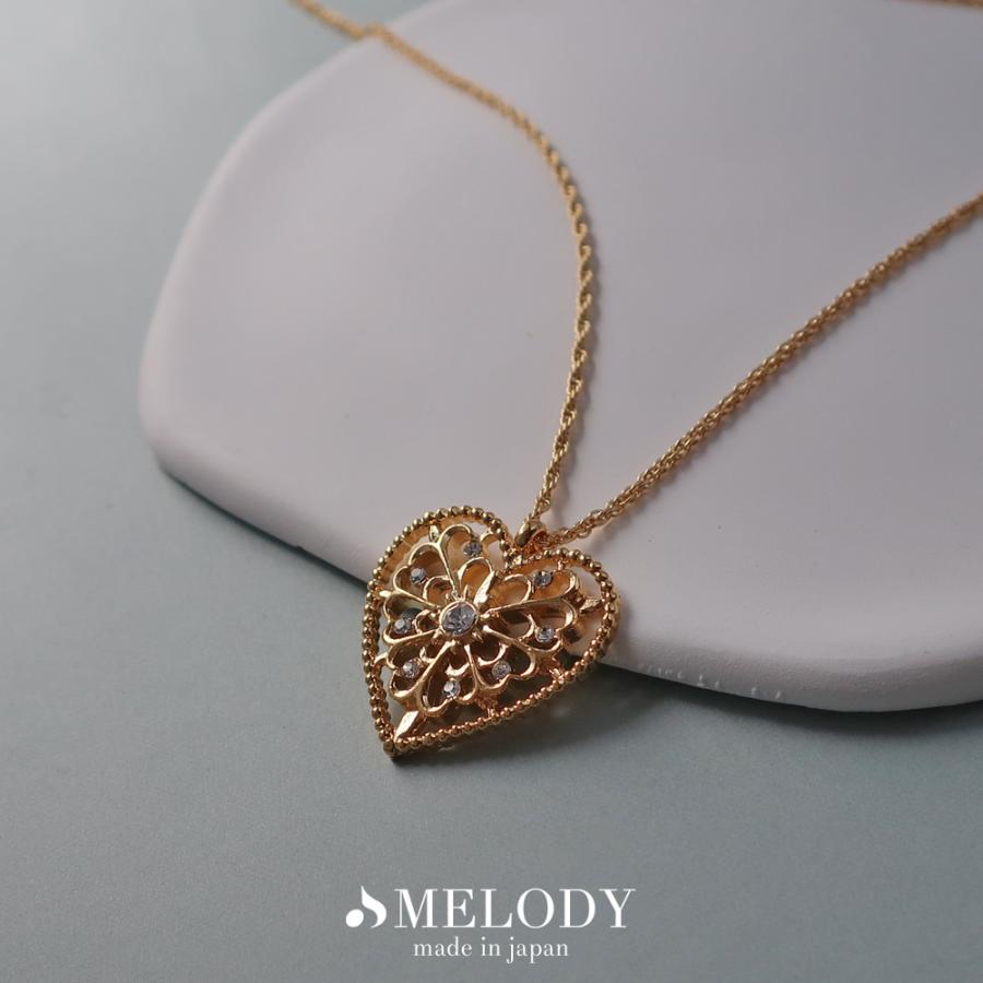 Melody Accessory ロングネックレス 日本製 透かし柄 ハート Melody Accessory ロングネックレス 日本製 透かし柄 ハート