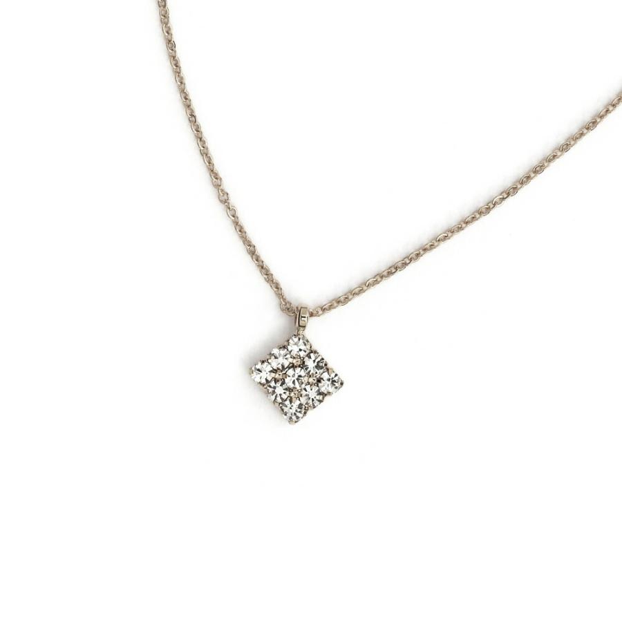 Melody Accessory ネックレス 日本製 K18GP レクタングル ダイヤ Melody Accessory ネックレス 日本製 K18GP レクタングル ダイヤ