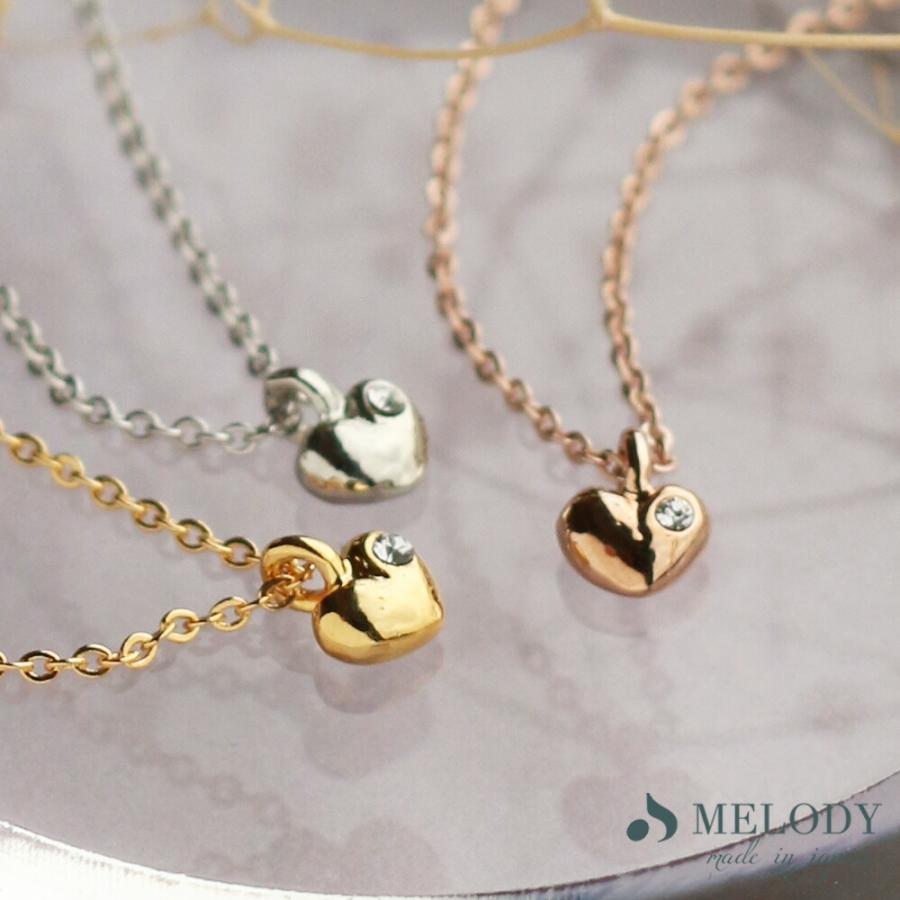 Melody Accessory ネックレス 日本製 K18GP プチ ハート ワンポント 