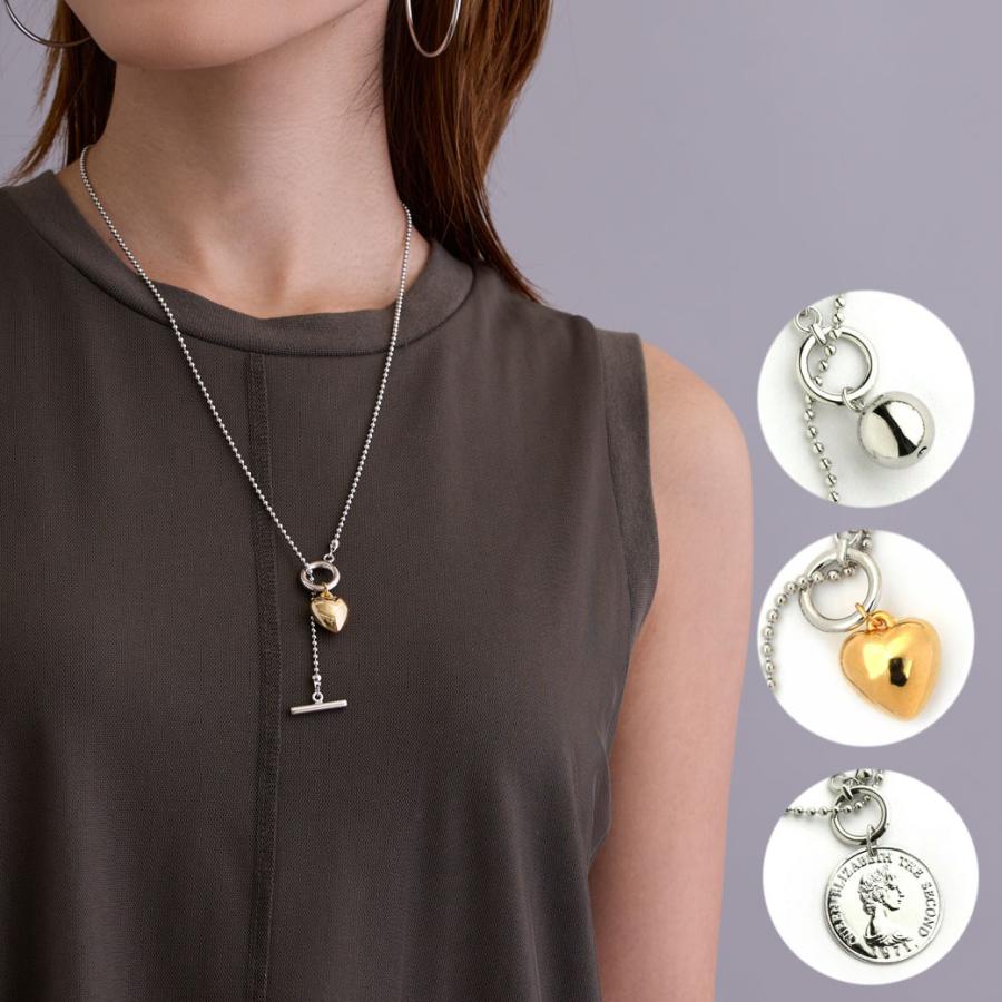 ロングネックレス レディース K18 ゴールド シルバー 30代 40代 50代 大ぶり ブランド おしゃれ 人気 Y字 ラリエット マンテル ハート メタルボール コイン Op N232 日本製 Melody Accessory 通販 Yahoo ショッピング