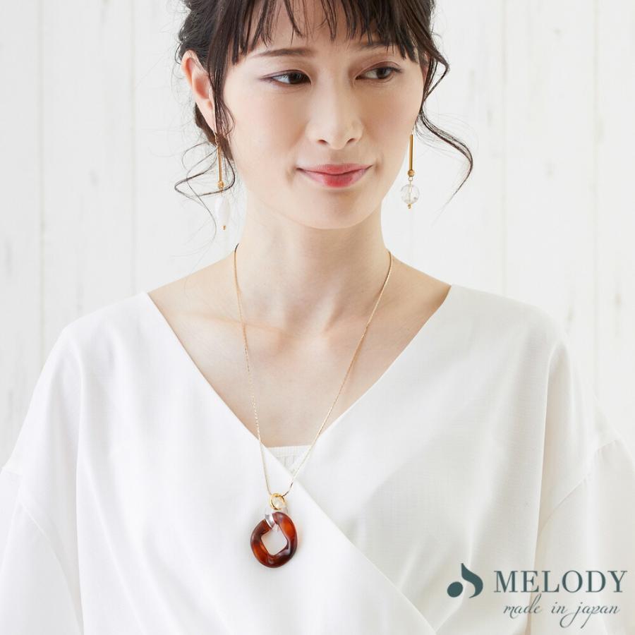 Melody Accessory ネックレス 日本製 K18GP 大ぶり 透明感 Melody Accessory ネックレス 日本製 K18GP 大ぶり 透明感