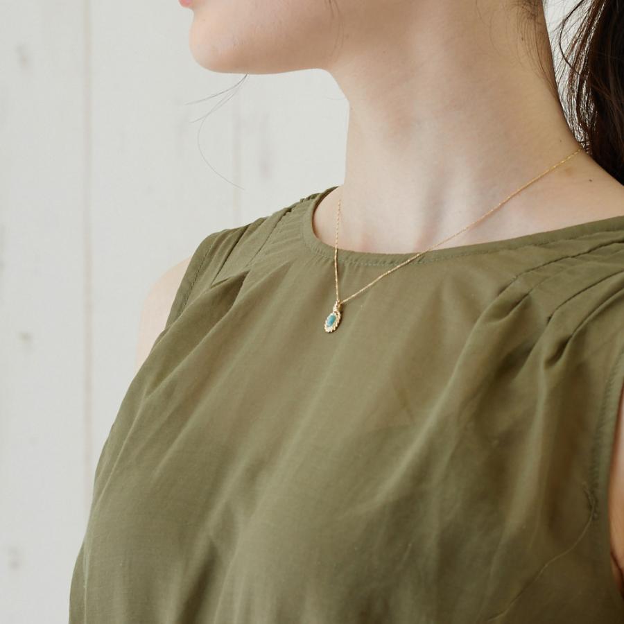 Melody Accessory ネックレス 日本製 K18GP ターコイズ ペンダント 1粒