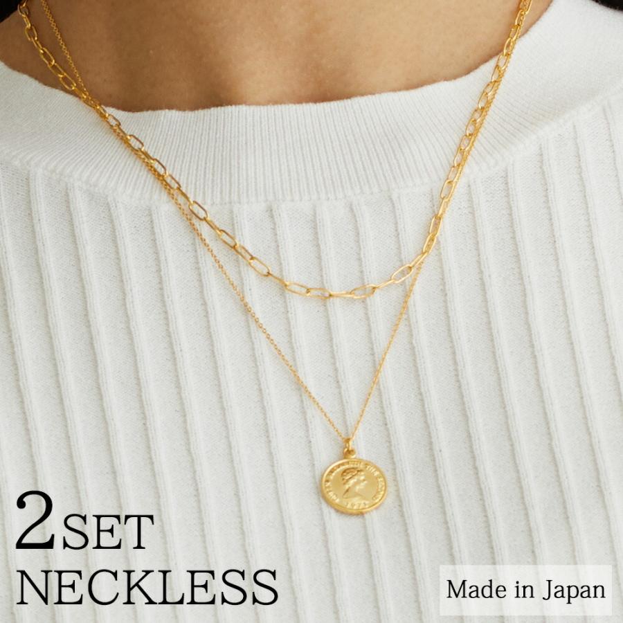 Melody Accessory 2本セット コイン ネックレス 日本製 ゴールド Melody Accessory 2本セット コイン ネックレス 日本製 ゴールド