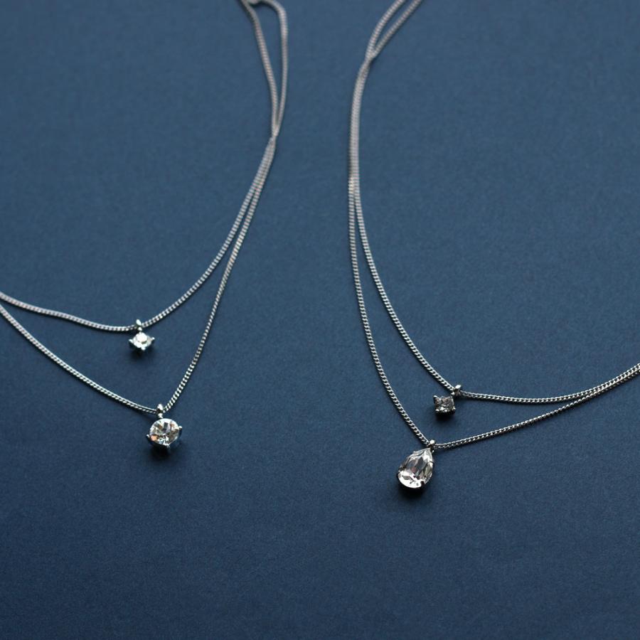 Melody Accessory ネックレス 日本製 1粒 しずく 2連 重ねづけ Melody Accessory ネックレス 日本製 1粒 しずく 2連 重ねづけ
