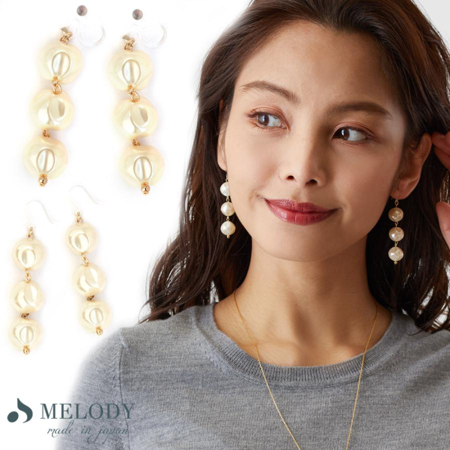 Melody Accessory イヤリング ピアス 日本製 K18GP バロック Melody Accessory イヤリング ピアス 日本製 K18GP バロック