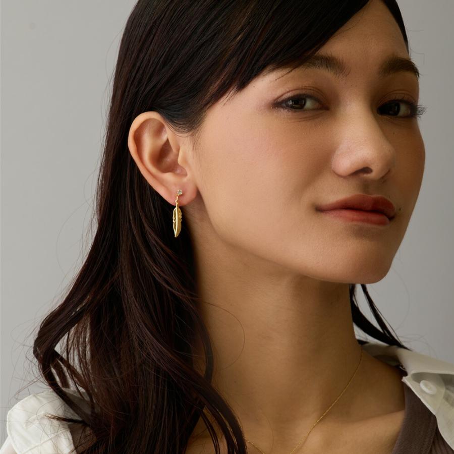 Melody Accessory イヤリング ピアス 日本製 K18GP フェザー