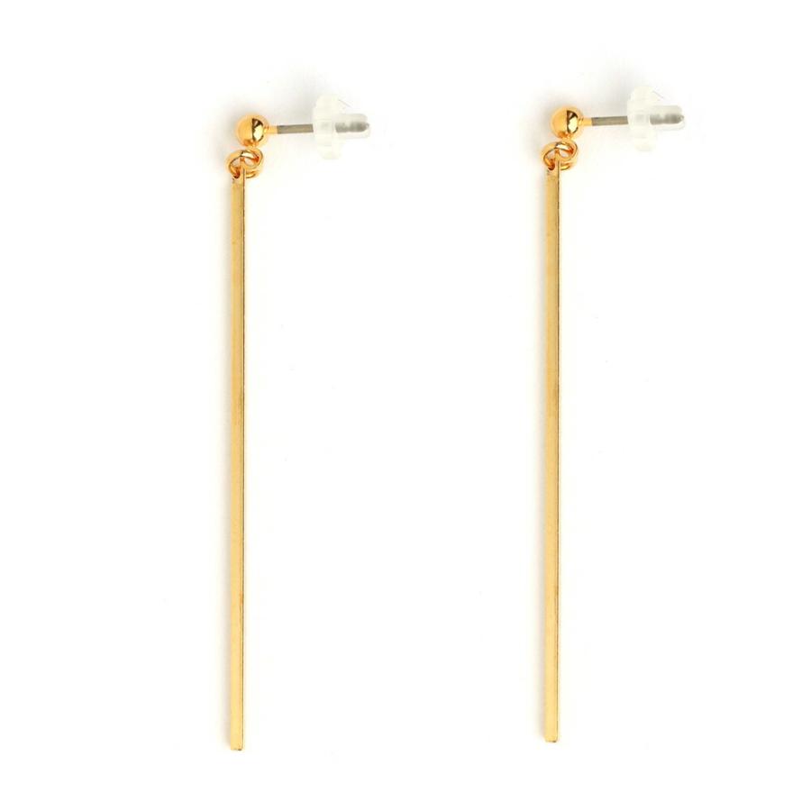 Melody Accessory イヤリング ピアス 日本製 K18GP ロングバー