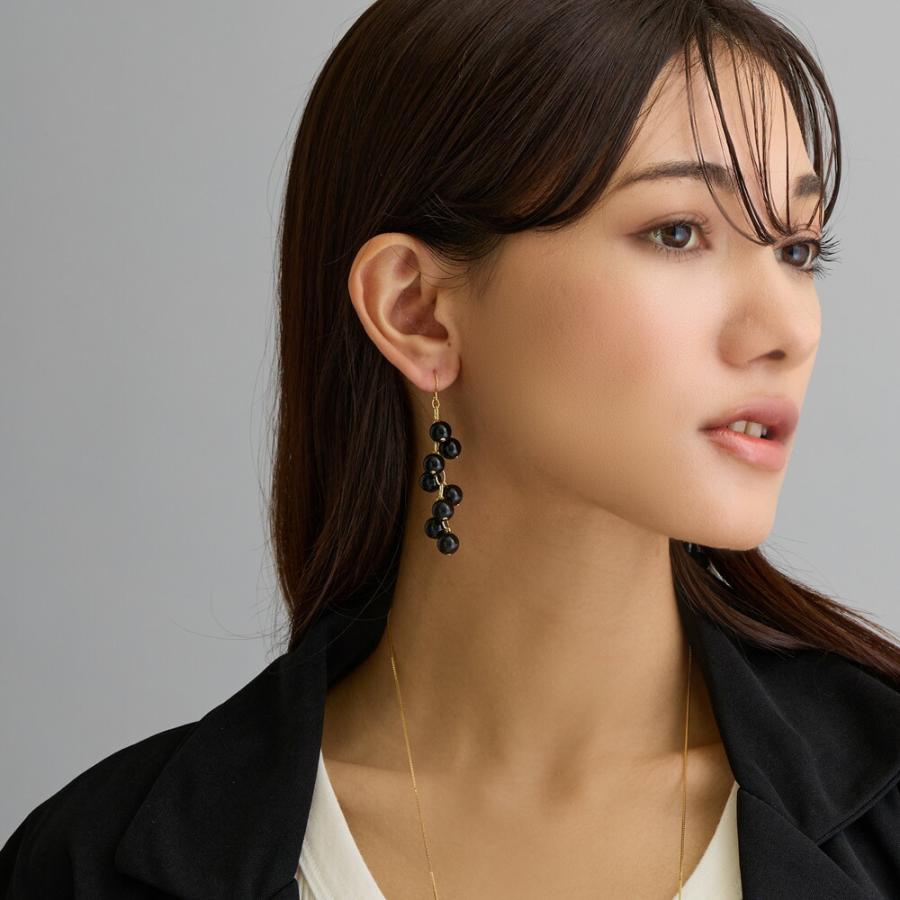 Melody Accessory イヤリング ピアス 日本製 黒 ぶどう 大ぶり Melody Accessory イヤリング ピアス 日本製 黒 ぶどう 大ぶり