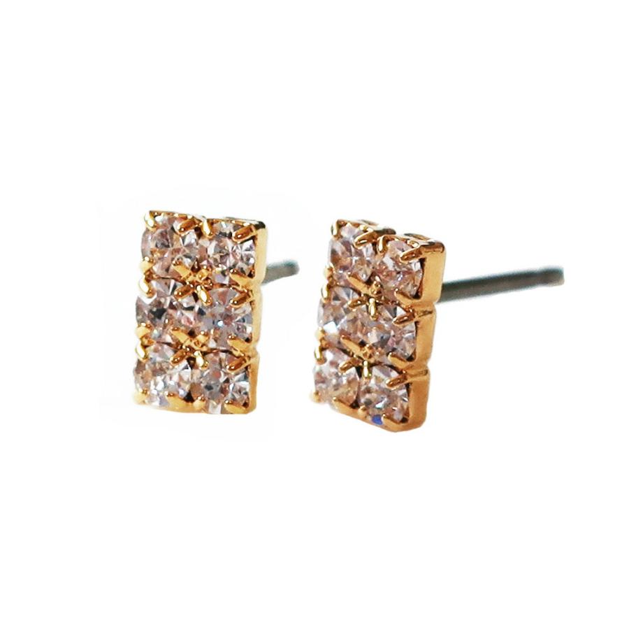 日本製 K18GP  6石 ラインストーン  小ぶりピアス 金属アレルギー対応 | Melody Accessory | 07