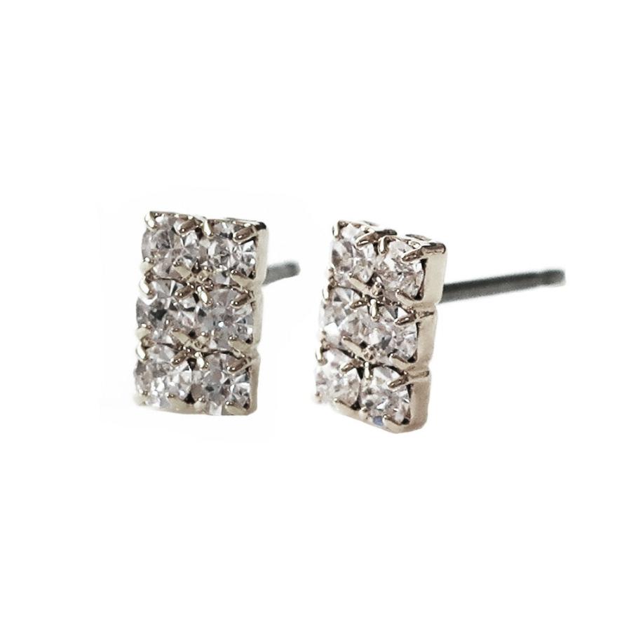 日本製 K18GP  6石 ラインストーン  小ぶりピアス 金属アレルギー対応 | Melody Accessory | 08