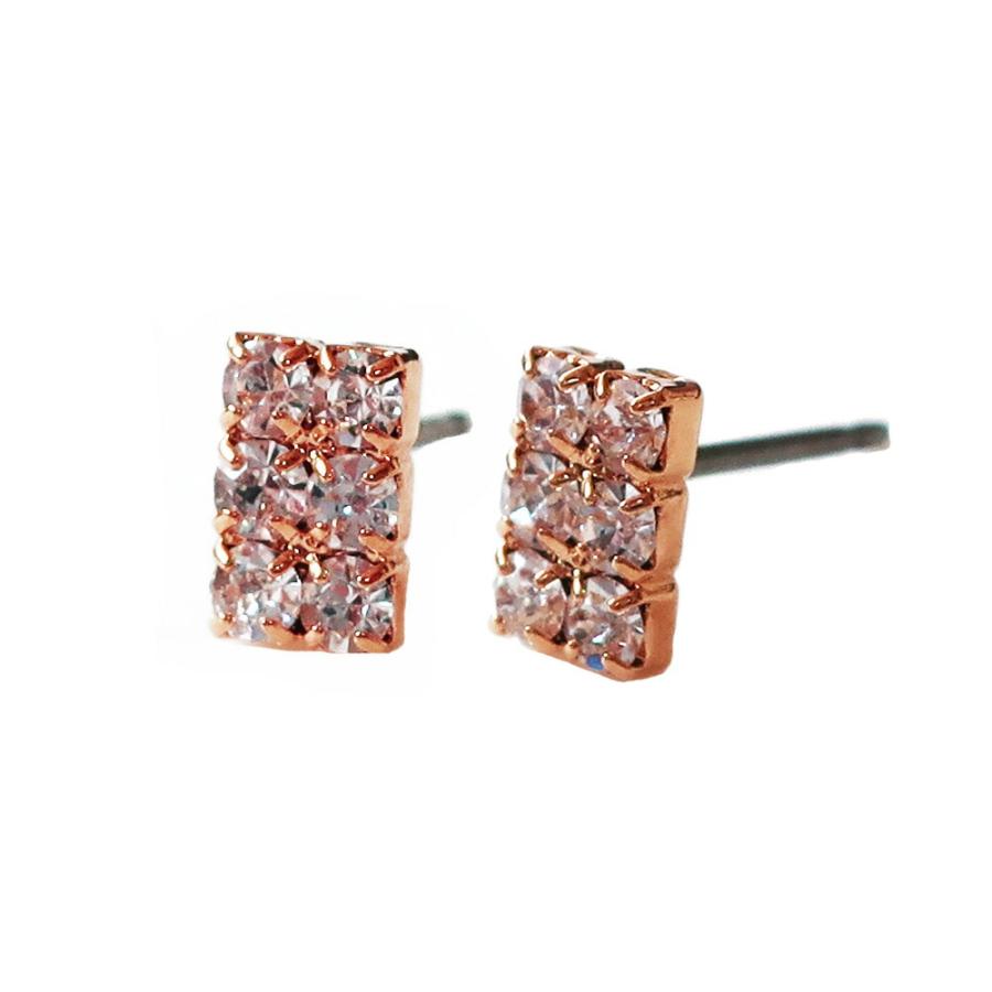 日本製 K18GP  6石 ラインストーン  小ぶりピアス 金属アレルギー対応 | Melody Accessory | 09