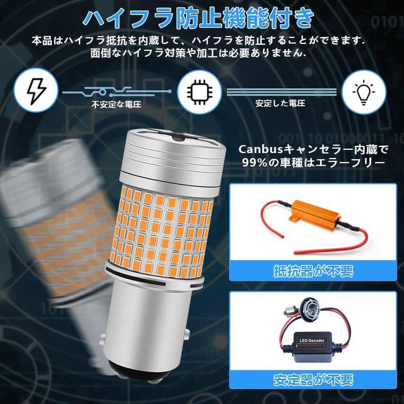 Fenikso S25 LED ダブル ウインカー アンバー コーナリングランプ 144連 180°段違いピン BAY15D 冷却ファン付き｜melone-shop｜07