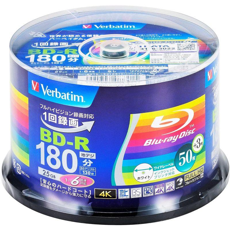 Verbatim バーベイタム 1回録画用 ブルーレイディスク BD-R 25GB 50枚+3枚増量パック インクジェットプリンタ対応 ホワ｜melone-shop｜07