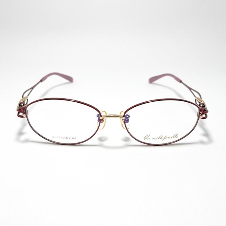 [ la millefeuille ] ラ・ミルフィーユ MLF142-3 52mmサイズ 超軽量 眼鏡 メガネ 超高級ベータチタニウム β-TITANIUM βチタン レディース 日本製 / Hand made in Japan la millefeuille ] ラ・ミルフィーユ MLF142-3 52mmサイズ 超軽量 眼鏡