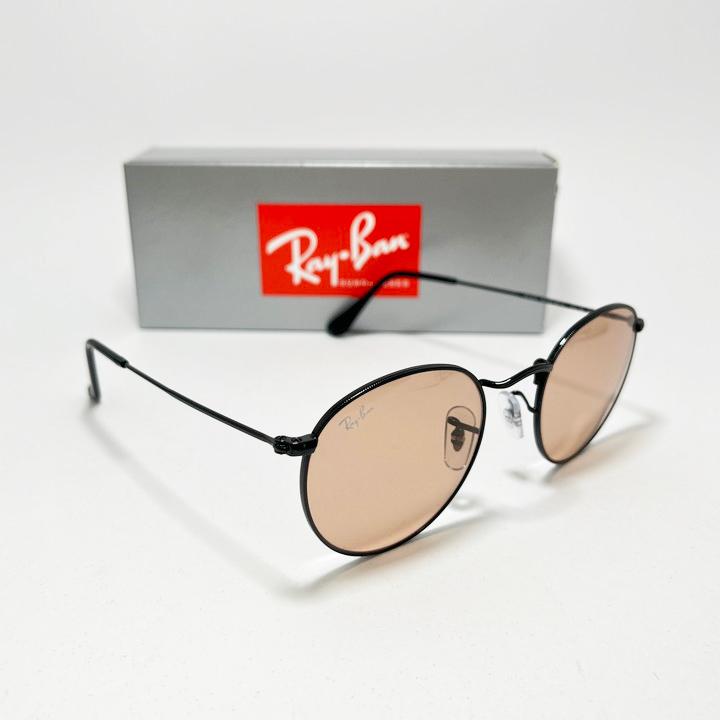 Ray-Ban ラウンドサングラス ブラック/オレンジ Ray-Ban レイバン RB3447 オレンジラウンドメタル サングラス