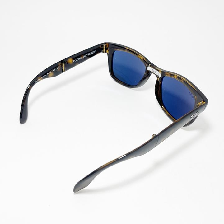 RayBan レイバン 折りたたみ サングラス RB4105-710R5  RB4105-710/R5 ハバナ ブルー Folding Wayfarer / フォールディング ウェイファーラー Made In Italy アジアンフィット ウェリントン 折りたたみサングラス Ray-Ban（レイバン） RayBan RB4105-710R5 折りたたみ サングラス