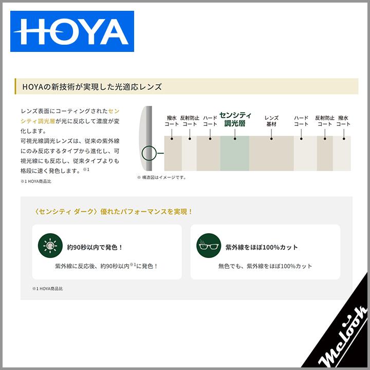 [ HOYA ] 可視光調光レンズ 1.60 度付き無料 お手元のフレームにレンズのみ加工できます！3色から選べる 車の中でもしっかり調光！ SENSITY DARK |  | 01