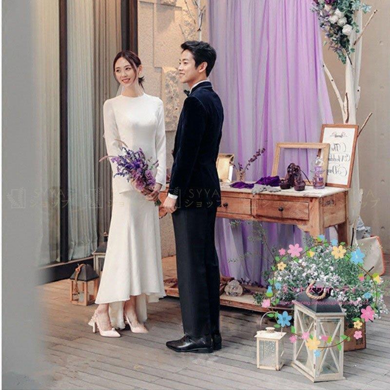 海外輸入サイト 二次会 ウェデイングドレス ウエディングドレス パーティードレス 花嫁 ワンピース 結婚式 長袖 ロングドレス スレンダーライン 挙式 シンプル ラウンドネック アウトレット 東京 Www Superavila Com