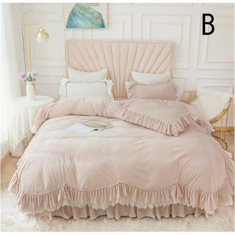 安い購入 寝具カバーセット 姫系 ベッド用品 おしゃれ 可愛い セット 布団 ベッドスカート 枕カバー 掛け布団カバー 暖かい フランネル 秋冬 4点セット 布団カバー ベッド用品 寝具カバーセット 姫系 秋冬 4点セット 布団カバー 布団