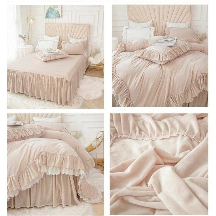 安い購入 寝具カバーセット 姫系 ベッド用品 おしゃれ 可愛い セット 布団 ベッドスカート 枕カバー 掛け布団カバー 暖かい フランネル 秋冬 4点セット 布団カバー ベッド用品 寝具カバーセット 姫系 秋冬 4点セット 布団カバー 布団