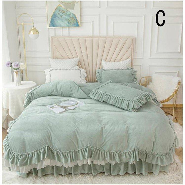 安い購入 寝具カバーセット 姫系 ベッド用品 おしゃれ 可愛い セット 布団 ベッドスカート 枕カバー 掛け布団カバー 暖かい フランネル 秋冬 4点セット 布団カバー ベッド用品 寝具カバーセット 姫系 秋冬 4点セット 布団カバー 布団