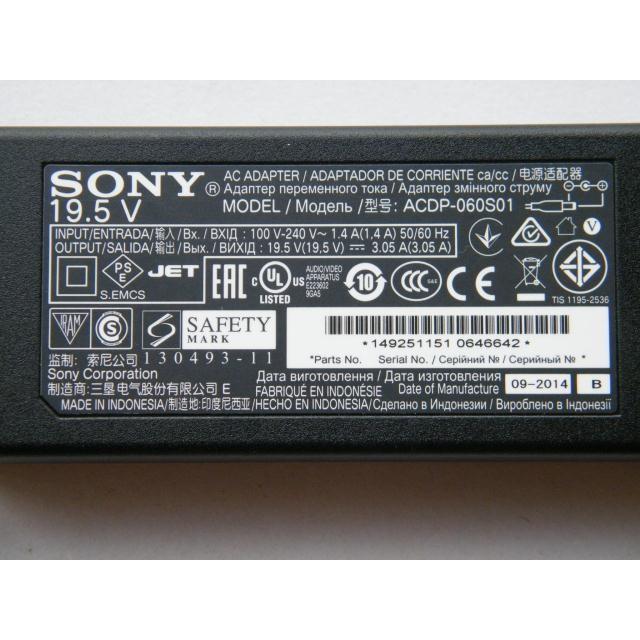 純正新品 SONY ソニー 19.5V 3.05A ACアダプター[ACDP060S01 ACDP060S02 ACDP060S03