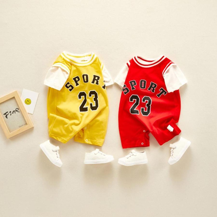 ベビー服 男の子 ロンパース 半袖 スポーツ 夏服 60 70 80 90 幼児 運動 おでかけ ギフト 赤ちゃん プレゼント 新生児 おトク 記念 バスケ 誕生日 0歳 2歳 1歳 出産祝い