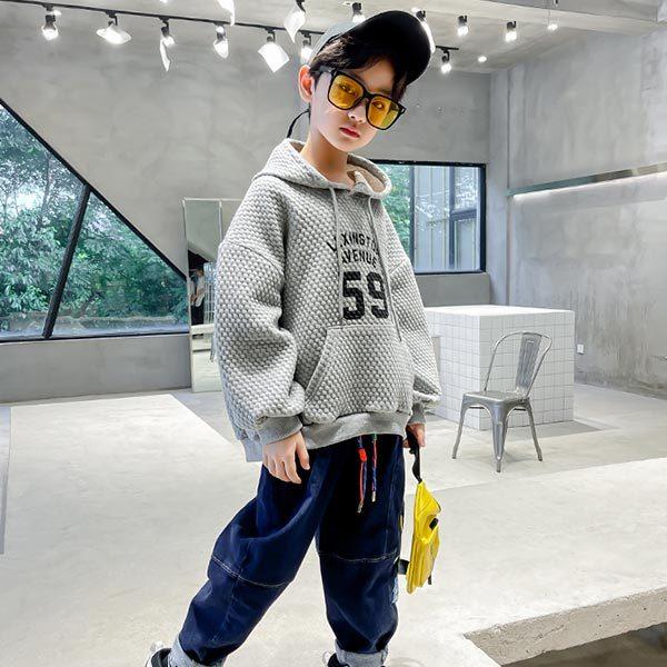 パーカー 男の子 長袖 フード付き 長袖パーカー ロゴ ワンポイント おしゃれ ポケット トップス スウェット 小学生 中学生 1 130 140 150 160 170 Cm 51 Off