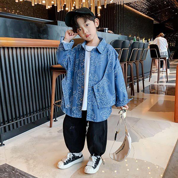 最安 ベビー服 シューズ 個性デザイン デニムシャツ ジュニア アウター ジージャン 男子 メンズ デニムジャケット 小学生 中学生 かっこいい 子供服 春 秋 羽織 デニム 上着 おしゃれ カジュアル ストリート 長袖 オシャレ 男の子 刺繍 ジャケット Www