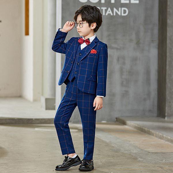 素晴らしい価格 リングボーイ ピアノ発表会 セットアップ おしゃれ スーツ フォーマル 男の子 かっこいい 礼服 チェック柄スーツ 結婚式 高校生 中学生 小学生 園児 冠婚葬祭 ワンピース チュニック サイズ 1cm