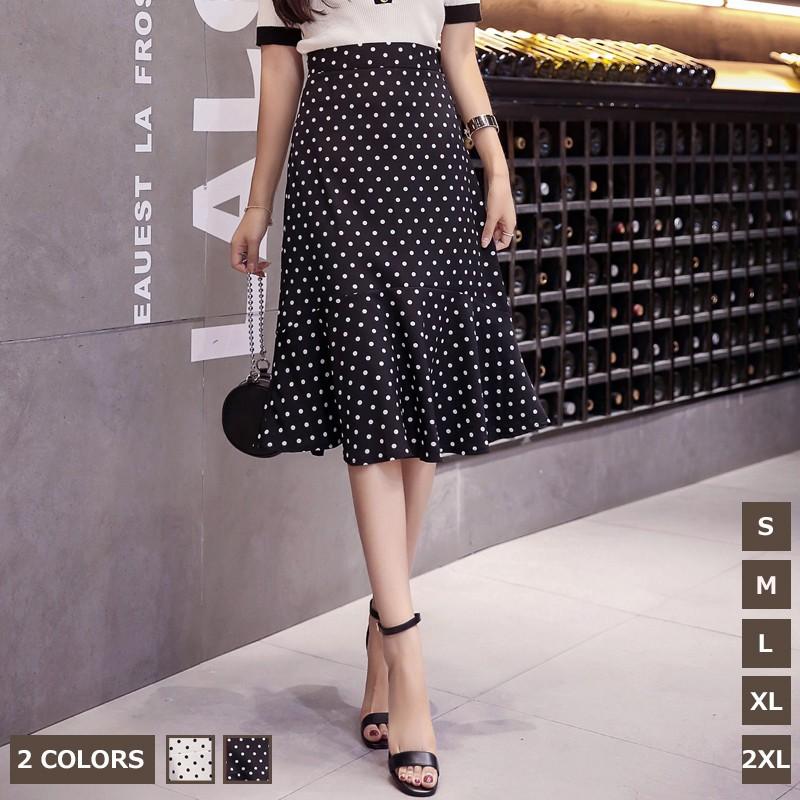 レディース マーメイドスカート シフォンスカート ドット柄 ハイウエストスカート タイト 膝下 フェミニン Aライン 通勤 レトロ 可愛い Ol Rage メメメクラゲ 通販 Yahoo ショッピング