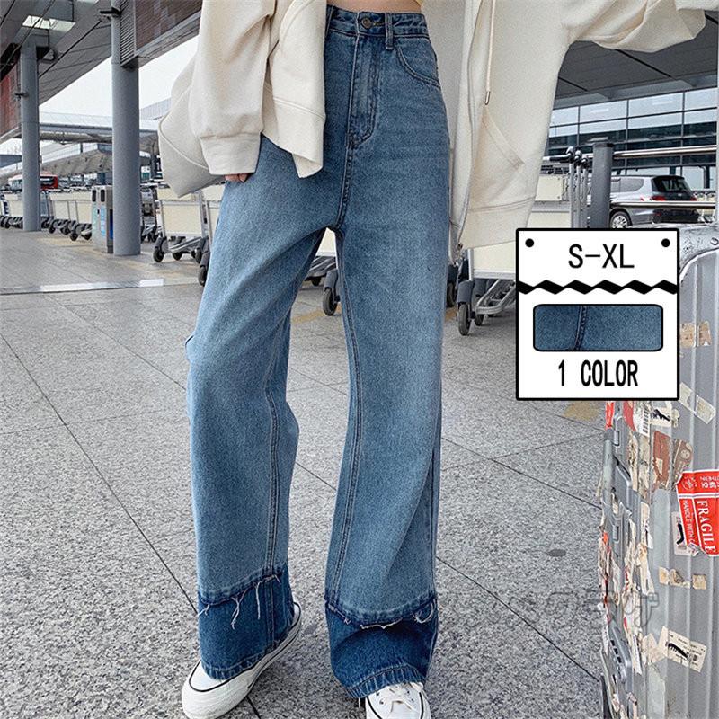 デニムパンツ バイカラー 切り替え ジーンズ レディース ハイウエスト