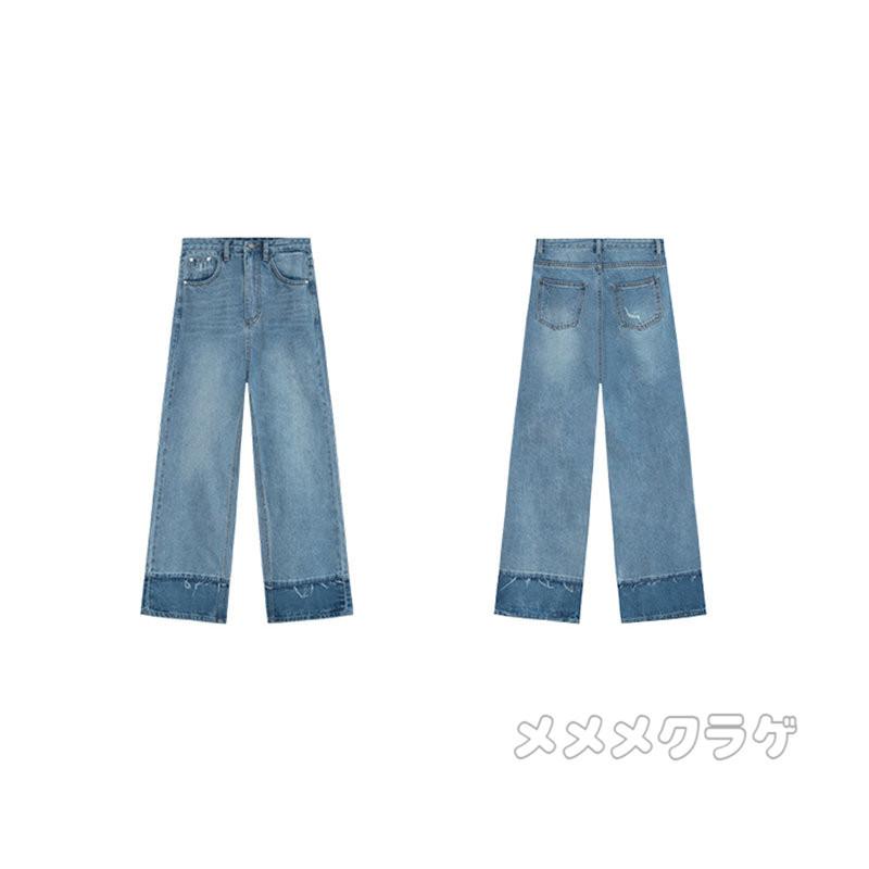 デニムパンツ バイカラー 切り替え ジーンズ レディース ハイウエスト